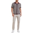 thumbnail image 2 of Polo de punto a rayas INSPIRE CHIC para hombres, camisetas de polo de manga corta con botones, jacquard, XL, marrón claro, 2 of 6