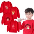 thumbnail image 1 of KYAIGUO Chandail en Molleton de Noël pour Garçons et Filles, Col Rond, Imprimé, Manches Longues, Pull Rouge pour Bébé, Blouse Décontractée pour 1-16 Ans, 1 of 8