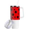 thumbnail image 2 of SKYSONIC Insulated Tumblers with Lids and Straws Handles 40oz Water Bottle Ladybird Red Polka Dot Travel Mug Reusable Stainless Steel Thermos Vacuum, 2 of 7