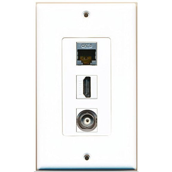 RiteAV - 1 Port HDMI 1 Shielded Cat6 Ethernet 1 BNC Wall Plate Decorative