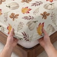 thumbnail image 3 of Twin XL Size Fitted Sheet Set - White Pumpkins Fall 2 Piece Bedding Sets 16" Deep Pocket Fitted Sheet with 1 Pillowcases, Thanksgiving Maple Leaves Beige Brushed Microfiber Hotel Luxury Bed Sheets, 3 of 9
