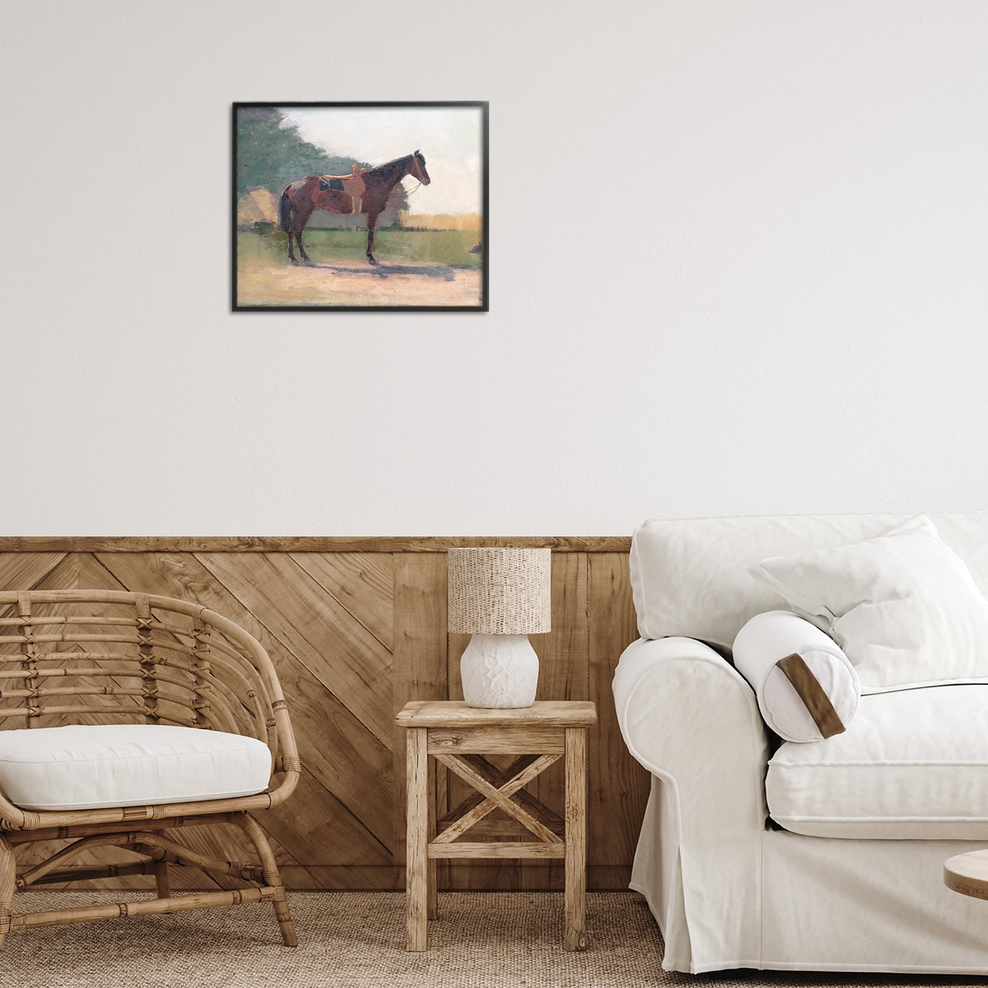 Stupell Industries Saddled Horse in Farm Yard Black Framed Giclee Art, design by Stellar Design Studio