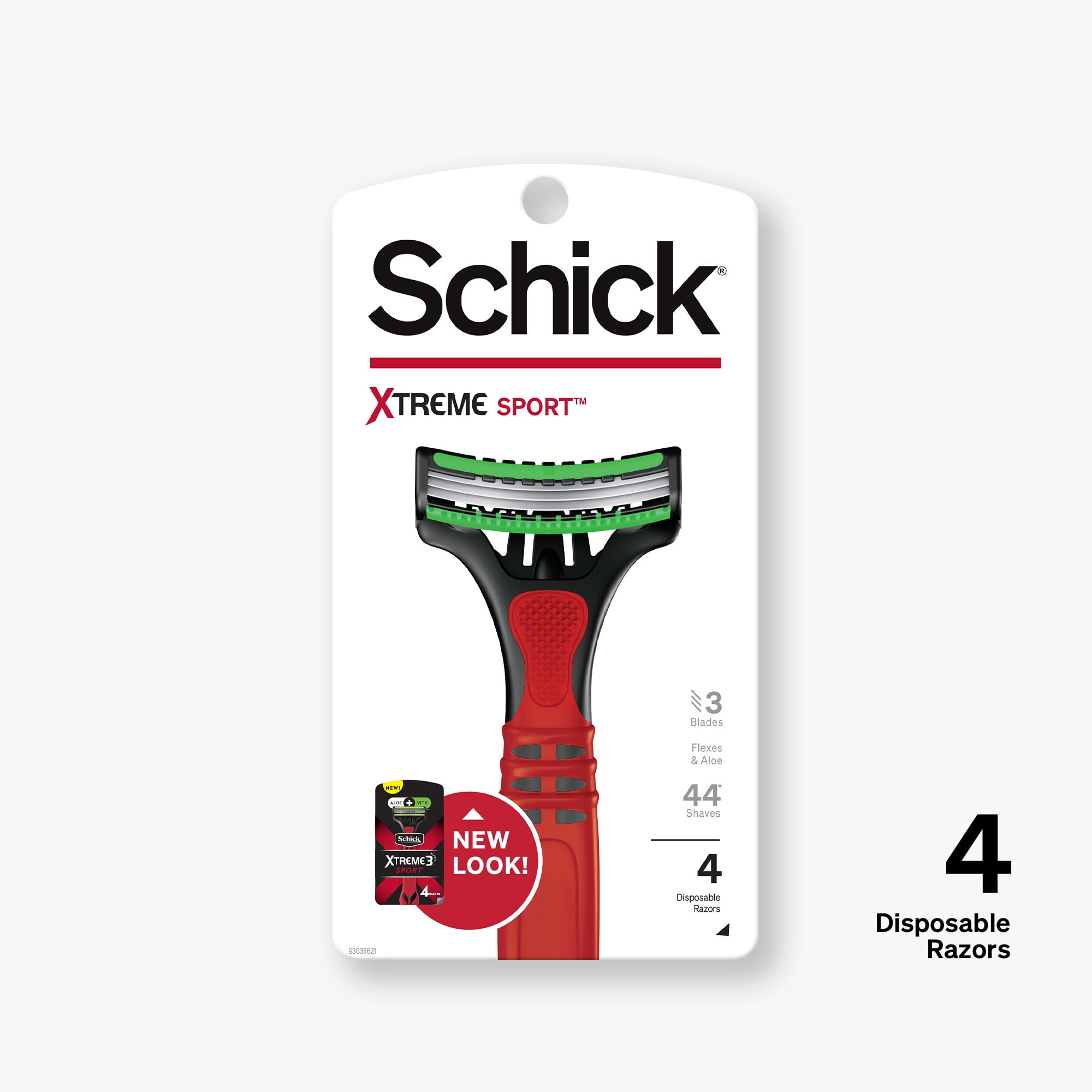 Schick Xtreme 3-Blade Sport Disposable Razors, 4 Ct, Flexible Blade Technology, Aloe Vera & Vitamin E Comfort Strip Helps Prevent Skin Irritation