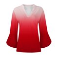 thumbnail image 6 of CYMMPU Loose Fit V Neck Floral Pattern Summer Trendy Shirts Tunic Tops 3/4 Sleeve Blouses for Women Dressy Casual Spring Tops Business Elegant Work Tops T-Shirts Red XXL, 6 of 6