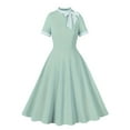 thumbnail image 2 of Aboser Cocktail Dresses for Women 1950s Retro Dress Elegant Bow Tie Midi Dresses Classy Short Sleeve Party Dress Flowy A Line Swing Dresses, 2 of 8