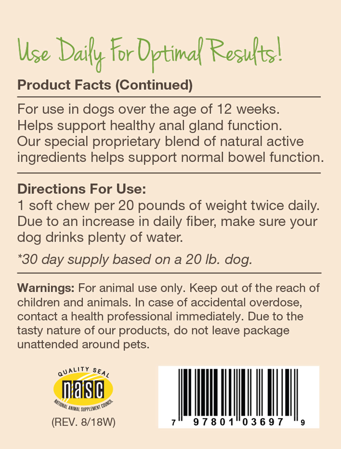 Buy NaturVet No Scoot Digestive Supplement for Dogs, 60 Soft Chews