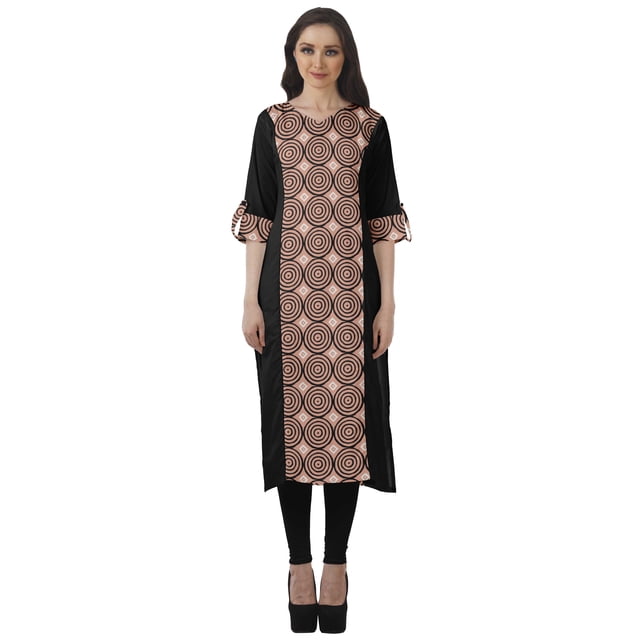 Moomaya Robe Kurti Imprimée Longueur Genou Col en V Formelle et de Fête Haut Kurti Ethnique en Coton
