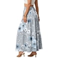 thumbnail image 4 of LWavelet Women Floral Print Tiered Maxi Skirt Elastic Waist With Pockets Boho Summer Long Skirt Light Gray S, 4 of 6