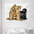 thumbnail image 1 of Yorkie Tapestry, Realistic Drawing Long Haired Yorkie Domestic Pet Cute Dog with Mild Expression, Wall Hanging for Bedroom Living Room Dorm Decor, 80W X 60L Inches, Mustard Black, by Ambesonne, 1 of 2