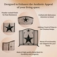 thumbnail image 2 of Single Panel Fireplace Screen Decorative with Rustic Black Star Detail - Stand Alone Fireplace Cover Metal Mesh Screen - Home Decor Firescreen for Cabin, Lodge, and Western Country Style, 2 of 7