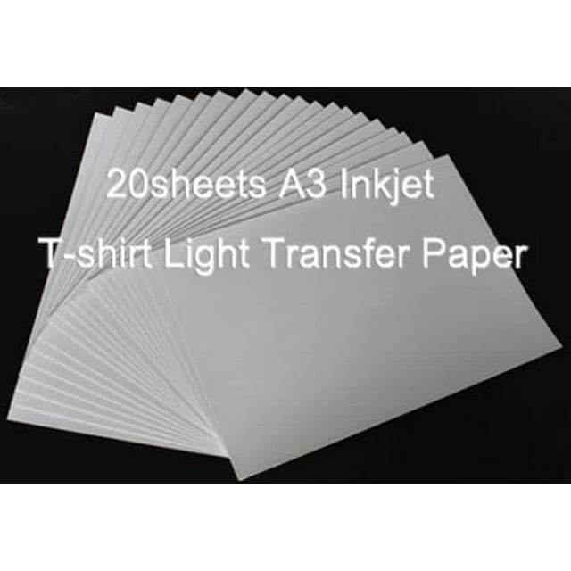 INTBUYING 20 Sheets(1package) A3 Inkjet Light Transfer Paper Heat Press DIY T-shirts