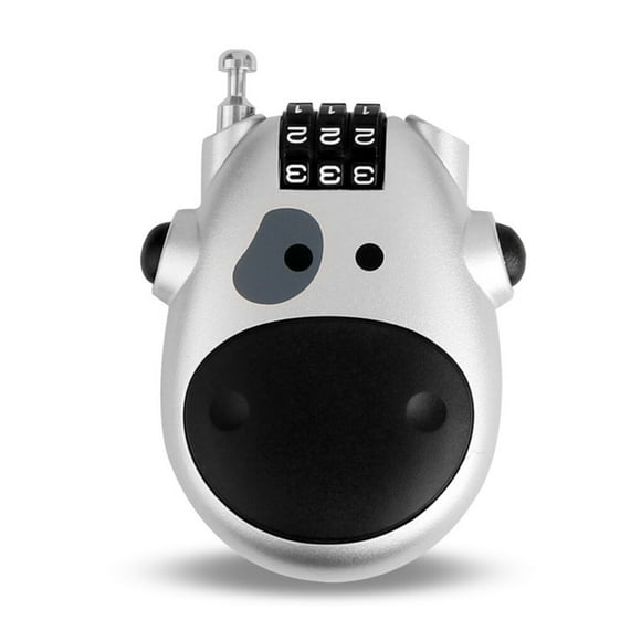 Maytalsory Telescopic Coded Lock Cartoon Cow Anti Theft Steel Cable Combination Locks Password Padlock Helmet Backpack Suitcase Cabinet Silver