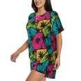thumbnail image 2 of Naloa Hawaii Palms Women's Short-Sleeved Pajama Set, Loungewear, Summer pajamas, Breathable Cozy - XX-Large, 2 of 9