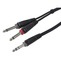 Monoprice 1/4 Inch TRS Male to Dual 1/4 Inch TS Male Insert Cable Cord - 3 Feet - Black