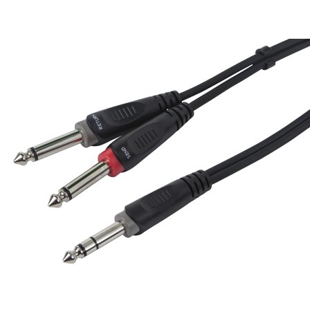 Monoprice 1/4 Inch TRS Male to Dual 1/4 Inch TS Male Insert Cable Cord - 3 Feet - Black