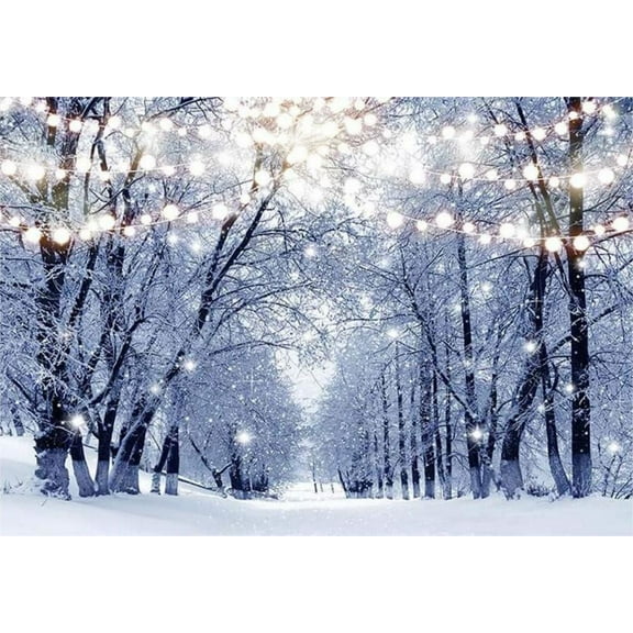 White Snow Photo Studio Background Christmas Snowflake Landscape Green Leaves Bokeh Photography Backdrops Props rations