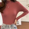 thumbnail image 1 of ﹍Cuello medio alto con una camisa de fondo negro para mujer suéter de todo fósforo de otoño e invierno para mujer 2021 nuevas blusas de manga larga moda extranjerapangjing, 1 of 4