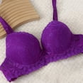 thumbnail image 4 of Fatuov Women's Lace Wire Bra Solid Color Breathable T-Shirt Bra for Outdoor, Push Up Supportive Full Coverage Lightly Lined Bra 38B, Purple, 4 of 5