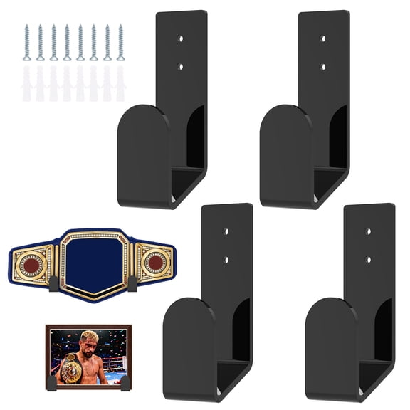 4PCS Wrestling Championship Belt Wall Mount Display Case Belt Hanger for Adults & Kids Durable & Easy to Install Title Belts Organizer Holder for Wall