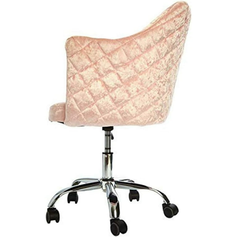 Impressions Vanity Coco Quilted Velvet Makeup Desk Chair with Wheels and Adjustable Height Pink Crushed Velvet Walmart