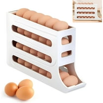1PC 4 Tiers Egg Storage for Fridge 4-Tier Tilted Design Egg Storage Automatic Scrolling Transparent Egg Rack Holder 4 Tiers Egg Trays Space-Saving Egg Dispenser Holder for Fridge, Kitchen