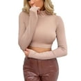 thumbnail image 5 of Coduop Women's Sexy Backless High Neck Tie Up Long Sleeve Crop Top T-Shirt, 5 of 7