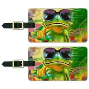 Summertime Vacation Frog Luggage ID Tags Suitcase Carry-On Cards - Set of 2