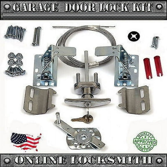 Secure Universal Garage Door Lock Kit w/ Spring Latch and Keyed Handle -Full Kit