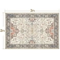 thumbnail image 5 of Toyoso 2x3 Washable Vintage Floral Area Rug - Distressed Small Entryway Rug Doormat Bohemian Faux Wool Non-Slip Low-Pile Floor Carpet for Indoor Front Entrance Kitchen Bathroom-Multi, 5 of 10
