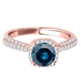 thumbnail image 2 of Aonejewelry 1 Ct. Halo Blue Diamond Engagement Ring Crafted In 14k Rose Gold, 2 of 4
