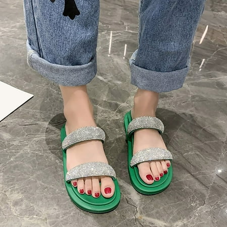 

NECHOLOGY High Wedge Sandals for Women Women S Fashion Solid See Through Thick Bottom Sandals Slippers Womens Dress Sandals Size 7 Green 7.5