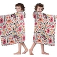 thumbnail image 4 of Pioneer Flower Floral Print Pattern Hooded Bath Towel，50"x30" for Ages 3 To 12 Kids, Quick Dry Lightweight Soft Microfiber Hood Beach Towel Cover Up for Kids, 4 of 7