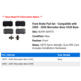 thumbnail image 2 of Front Brake Pad Set - Compatible with 2000 - 2006 Mercedes-Benz S430 Base 2001 2002 2003 2004 2005, 2 of 2
