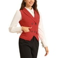 thumbnail image 5 of INSPIRE CHIC Women's Suit Vest Double Breasted Business Lapel Dressy Waistcoat Vest L Red, 5 of 7