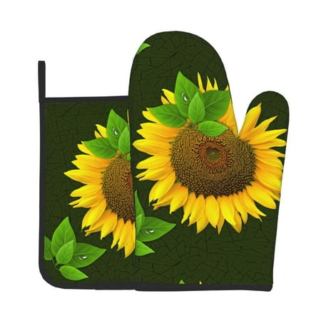 

Gaeub Sunflower Print Oven Mitts and Pot Holders Sets of 2 Heat Resistant Pad Cooking Gloves for Baking BBQ Home Decor