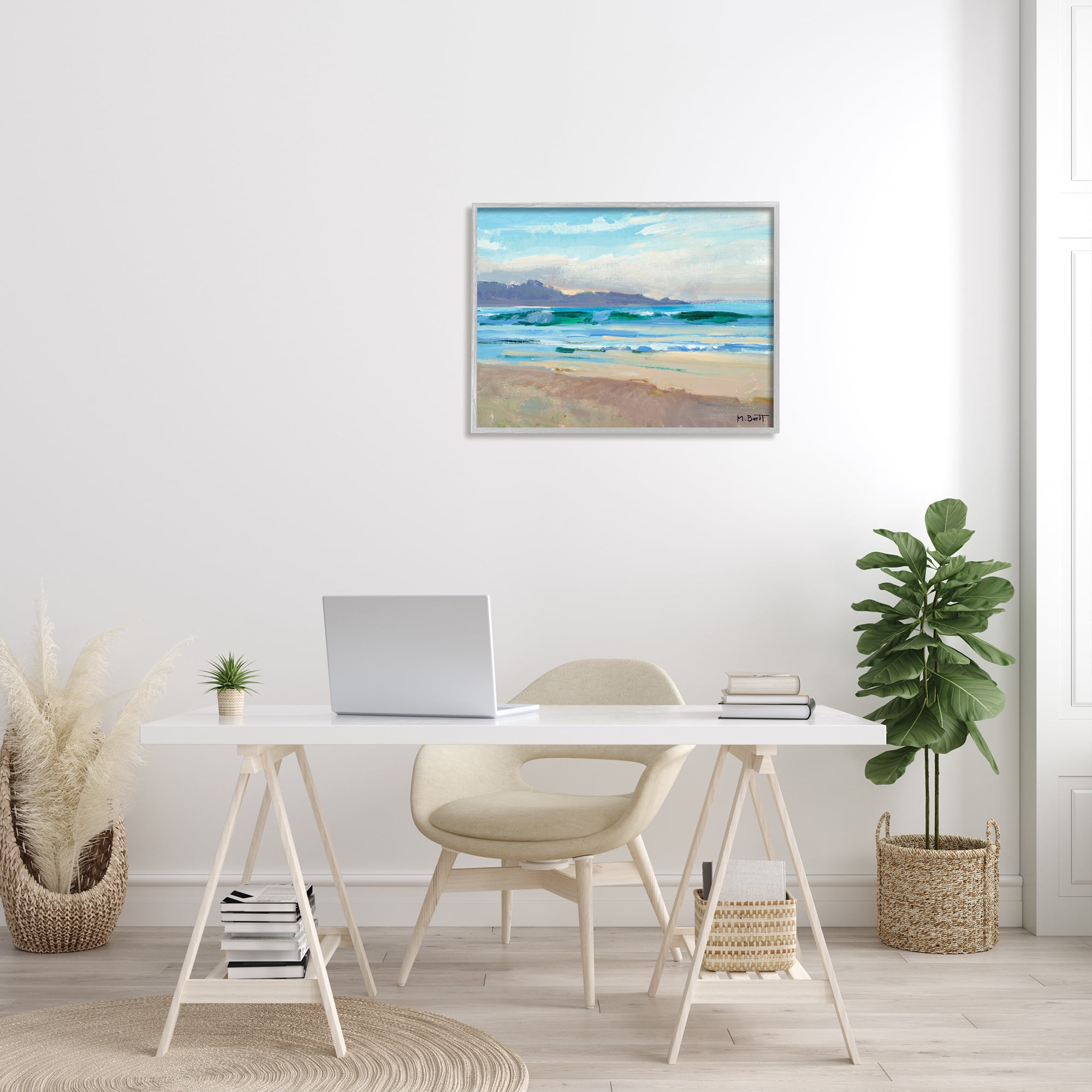 Stupell Home Décor Industries Beach Side Wave Caps Soft Contemporary Landscape, 24 x 30, Designed by Marcia Burt