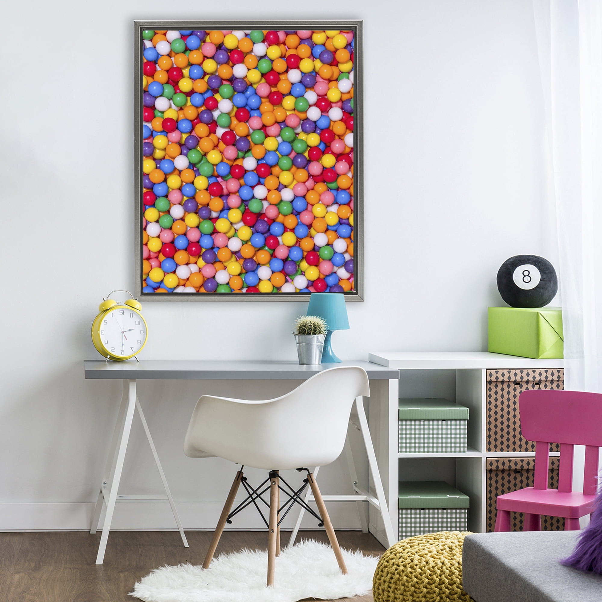 Stupell Industries Colorful Gumballs Close Up Gray Framed Floater Canvas Wall Art, design by LISH Creative