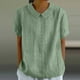 thumbnail image 2 of Nueva blusa con solapa para mujer - Top holgado informal de manga corta - Diseño irregular con encaje entretejido, 2 of 6