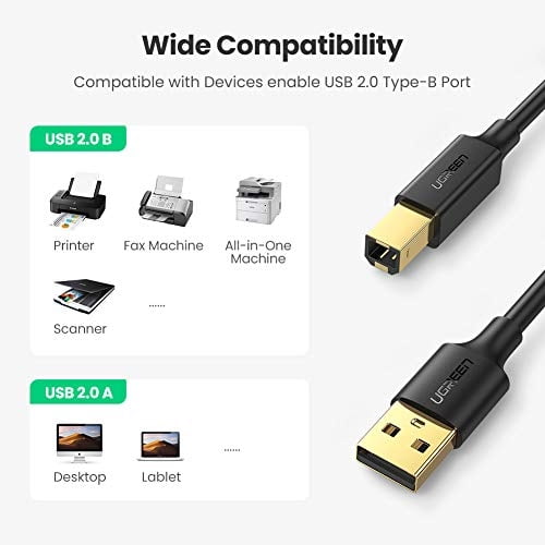 Cable de impresora UGREEN USB 2.0 - Cable de A a B-Male Cable USB A a