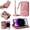Pink, variant on Compatible with Google Pixel 6a Wallet Case, [6 Card Slots] Removable Adjustable Crossbody Necklace Lanyard Shoulder Strap Zipper PU Leather Case for Google Pixel 6a,Black