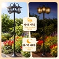 thumbnail image 3 of Hoodink 3-Head Solar Lamp Post Light, 73" Solar Lights Outdoor Waterproof, 60Lm 3000K Pathway Lights for Garden, Lawn, Yard, 3 of 9