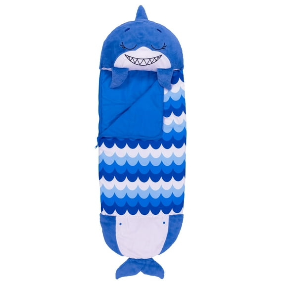 Happy Nappers: Pillow & Sleepy Sack: Medium - Blue Shark - 54 x 20", 2-In-1: Plush Animal Opens Into Sleeping Bag, Soft Play & Nap Character, Kids 3