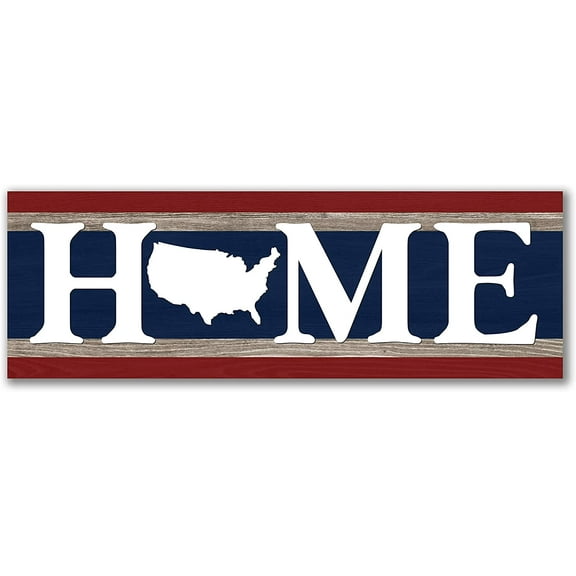 Home US Red White Blue Rustic Wood Wall Sign 6x18