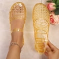 thumbnail image 2 of Shrysg Women's Jelly Closed-Toe Flat Sandals PVC Lightweight Breathable Adjustable Strap Casual Summer Beach Shoes Gold, 2 of 9