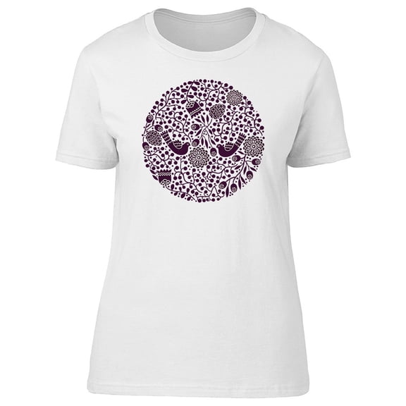 Cute Floral Doodle And Birds Tee Women's -Image by Shutterstock