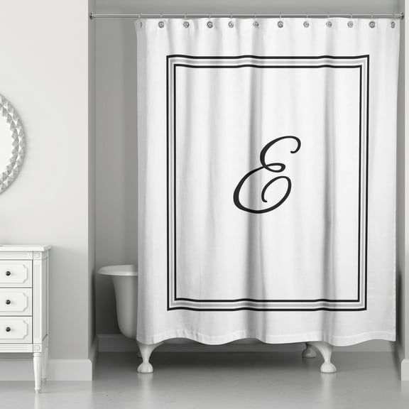 Creative Products Classic White Monogrammed Shower Curtain - E