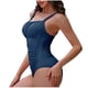 thumbnail image 4 of Trajes de baño de una pieza para mujer, traje de baño de bikini con tirantes y espalda descubierta de color liso para mujer, 4 of 6