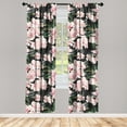 thumbnail image 3 of Ambesonne Floral Curtains, Pinkish Magnolias Pattern, Pair of 28"x63", Jade Green and Pastel Pink, 3 of 5