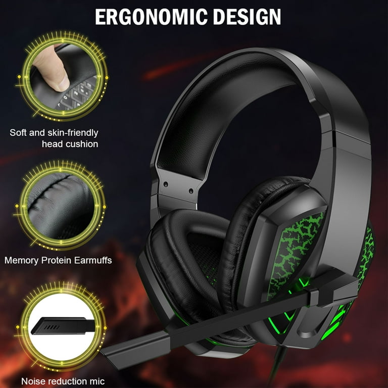 Gaming Headset for PS4 Xbox One, ONIKUMA Over Ear Gaming Headphones with  Mic Stereo Surround Noise Reduction LED Lights Volume Control for Laptop,  PC, Tablet, Smartphones 