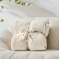 thumbnail image 4 of Snuggle Sac Ultra Soft Blanket Twin Size, Ultra Soft Microfiber Knitted Blanket Cozy Warm Blankets, Heather Ivory, 60x80 inches, 4 of 6
